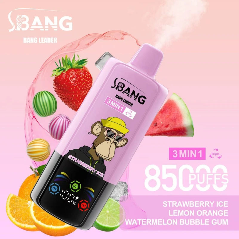 Bang Leader 85000 Puffs 85K Triple Flavors 3 in 1 Wholesale Vape Shop Online Smart Screen Disposable Electronic Cigarette