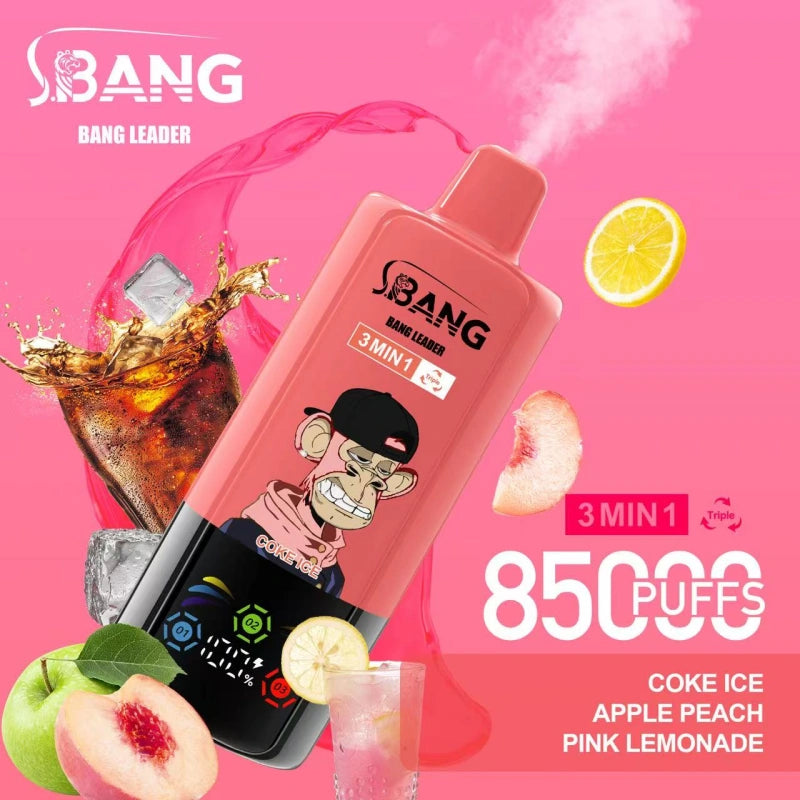 Bang Leader 85000 Puffs 85K Triple Flavors 3 in 1 Wholesale Vape Shop Online Smart Screen Disposable Electronic Cigarette