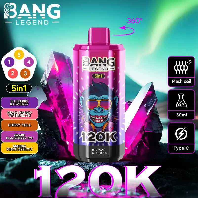 Bang 120000 Puffs 120K Legend 5 Flavors in 1 Wholesale Vape Shop Best Disposable E Cigarette