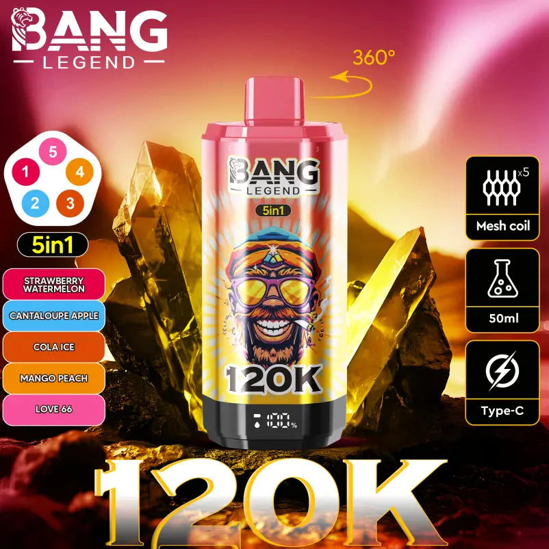 Bang 120000 Puffs 120K Legend 5 Flavors in 1 Wholesale Vape Shop Best Disposable E Cigarette