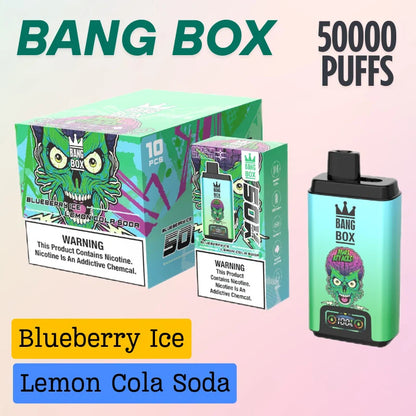 Bang Box 50k Double Flavors Vape Best Seller Wholesale Price-850mAh Battery, 45ml E-liquid, Multiple Nicotine 12 Flavors