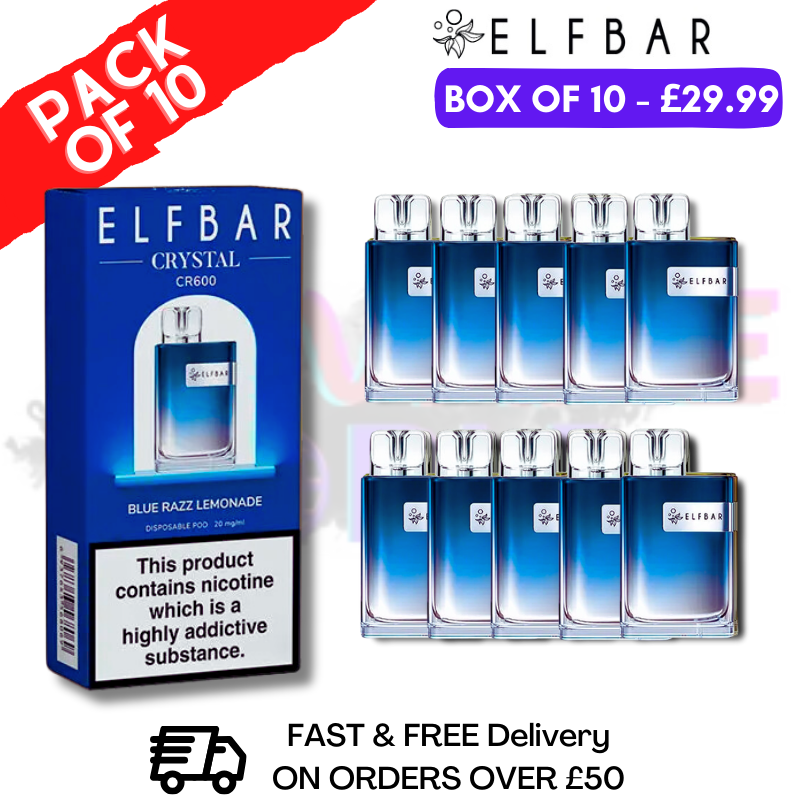 Elf Bar Crystal 600puff - Blue Razz Lemonade Box of 10