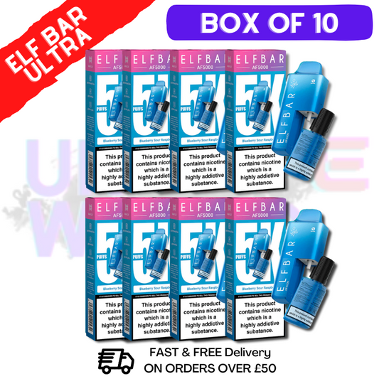 Blueberry Sour Raspberry Elf Bar 5000 Puff 5K Bar BOX OF 10