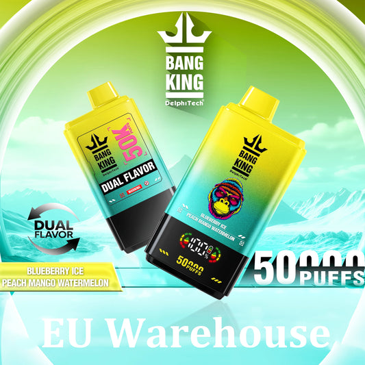 EU Warehouse Puff 50K 2 in 1 Bang King 50000 Puffs Double Flavors Digital Screen 2025 Disposable Vape Shop
