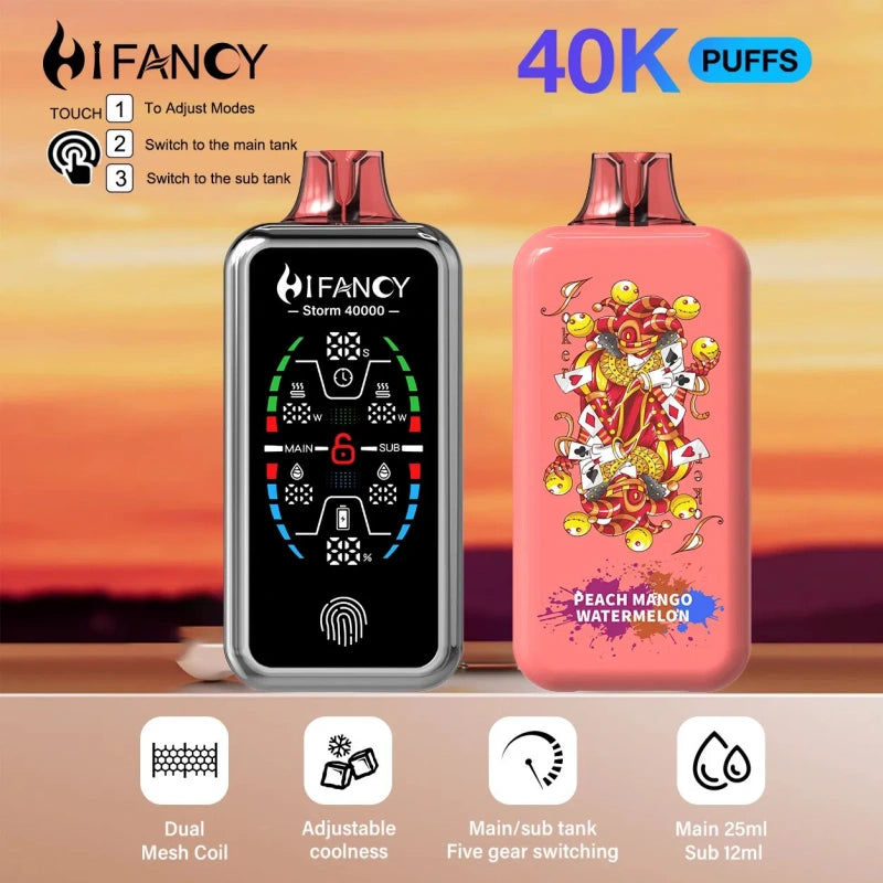Hifancy 40000 Puffs 40k Storm Disposable Vape Full Smart Screen EU Warehouse