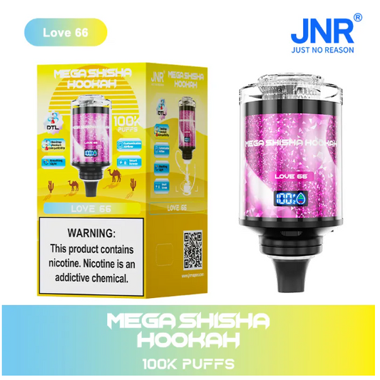 JNR MEGA Shisha Hookah 100K puffs Disposable E Cigarettes vape 22000mah 2% 12 Flavors 4pcs/box 100000 puffs