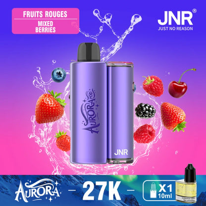 JNR Aurora Pod Kit TPD Certified Vape 27000 Puffs 2ml Prefilled Pod 10ml Refillable Bottle 900mAh Rechargeable Battery
