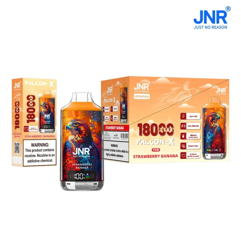 JNR Falcon X 18000 Puffs 18K LED Digital Display Disposable Vape Dual Mesh Adjustable Airflow E Cigarette Wholesale