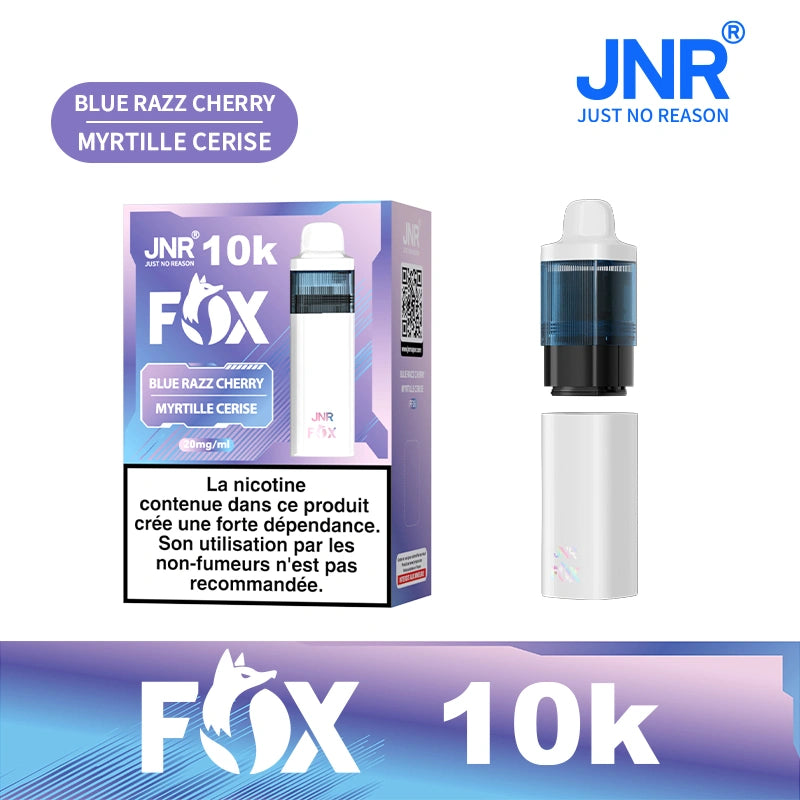 JNR Fox Pod Kit TPD Certified Vape 10000 Puffs 2ml Prefilled Pod 10ml Refillable Bottle 800mAh Rechargeable Battery