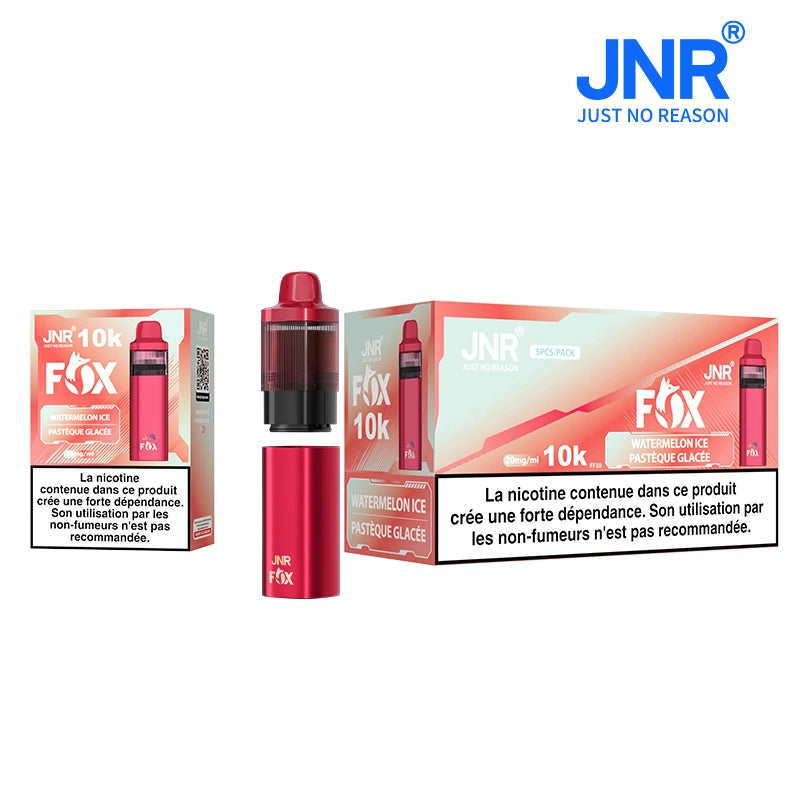 JNR Fox Pod Kit TPD Certified Vape 10000 Puffs 2ml Prefilled Pod 10ml Refillable Bottle 800mAh Rechargeable Battery