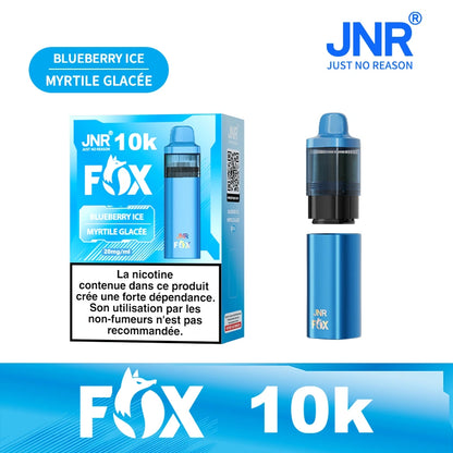 JNR Fox Pod Kit TPD Certified Vape 10000 Puffs 2ml Prefilled Pod 10ml Refillable Bottle 800mAh Rechargeable Battery