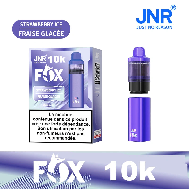 JNR Fox Pod Kit TPD Certified Vape 10000 Puffs 2ml Prefilled Pod 10ml Refillable Bottle 800mAh Rechargeable Battery