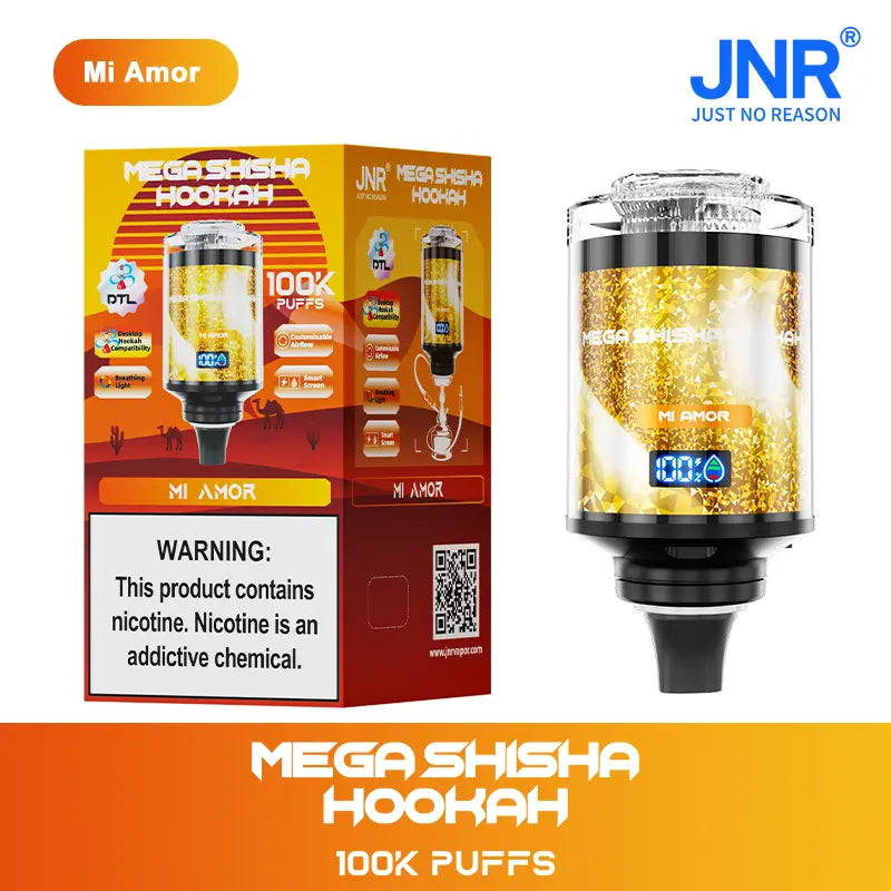 Puff 100k JNR Mega Shisha Hookah 100000 Puffs Smart Screen Disposable Vape Wholesale  DTL Breathing Light