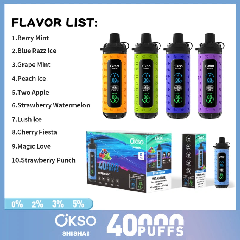OKSO Elf Box Shisha 40000 bouffées 40K Max LED Display Wholesale Disposable Vape