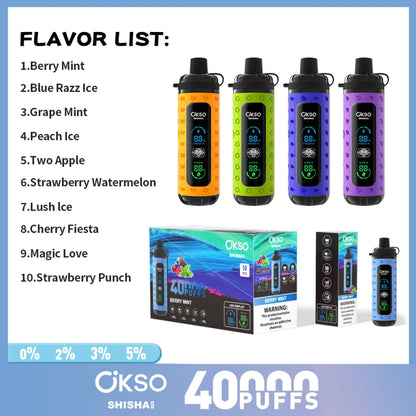 OKSO Elf Box Shisha 40000 bouffées 40K Max LED Display Wholesale Disposable Vape