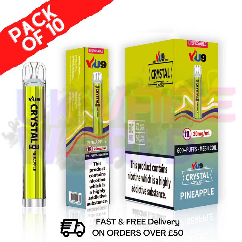Pineapple (NEW) Crystal Bar Puffs 600 VU9 Box Of 10