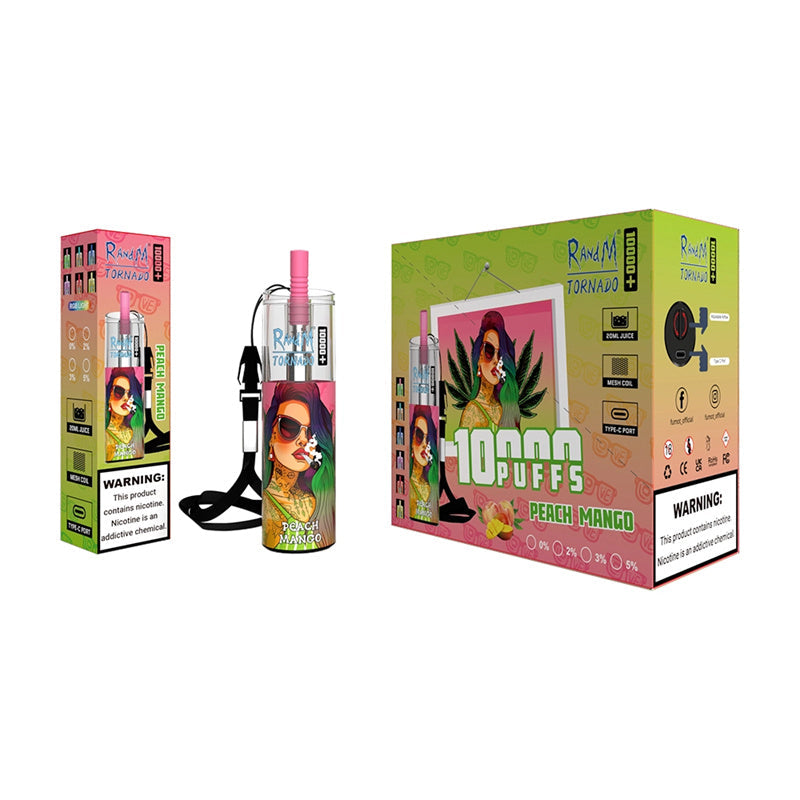 Authentic Randm Tornado 10000 Puffs Disposable Vape Pen E-Cigarette Mesh Coil Rechargeable Battery