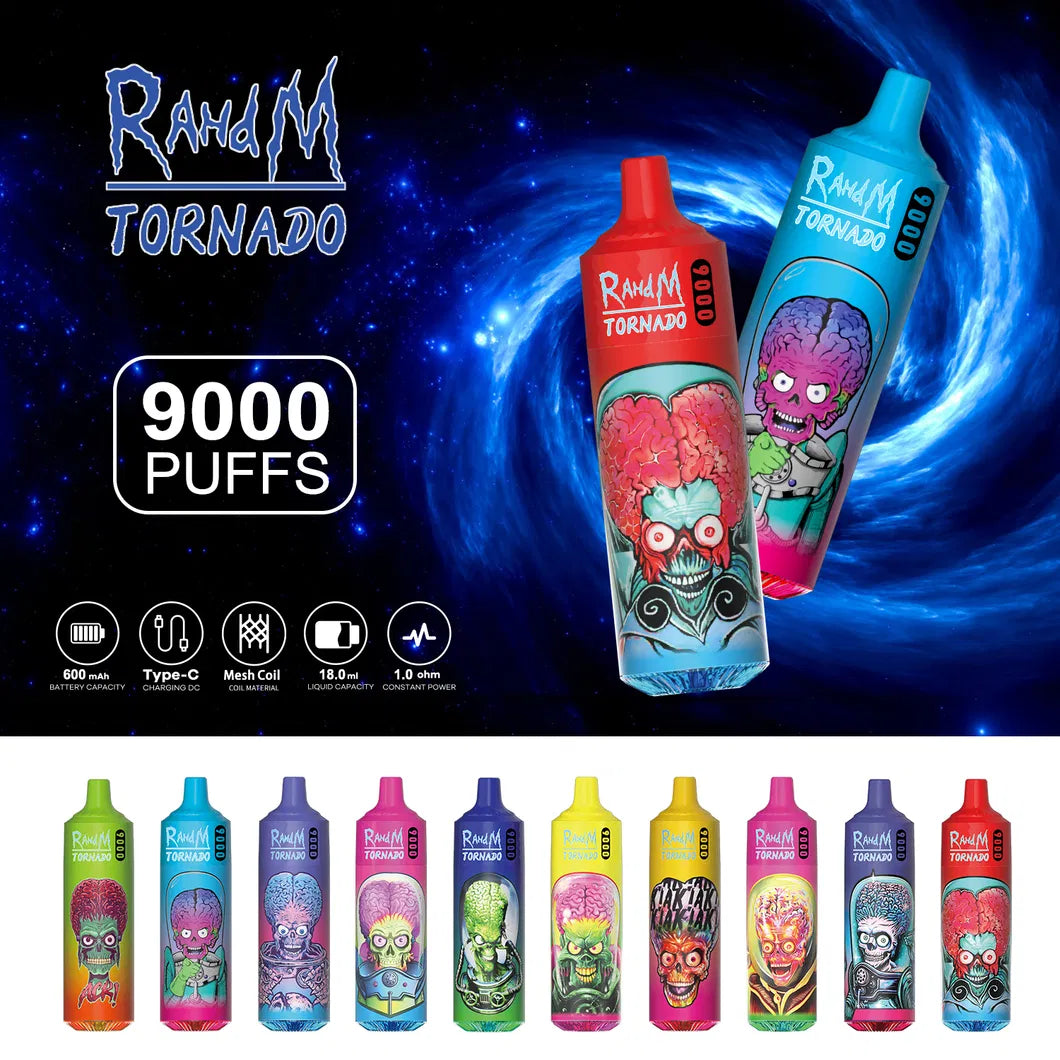 RahdM Tornado 9000 bouffées saveurs multiples 2% Faible teneur en nicotine Rechargeable jetable Vape Pen gros