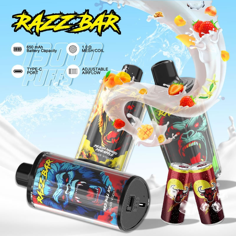 15000 Puffs Disposable Vape - 2%/5% Nicotine, 12 Flavors, Mesh Coil