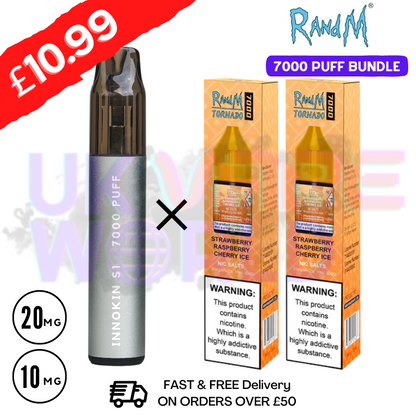 Strawberry Raspberry CHERRY ICE - RandM Tornado 7000 Puff (Refil Bundle) Kit