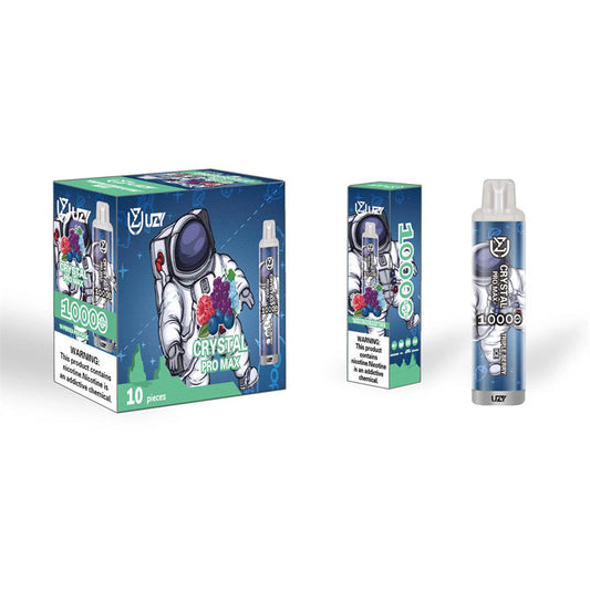 Super Quality Uzy Crystal 10K Puff Disposable PRO Vape Max 12 Flavors 650 mAh Tpye C Rechargeable