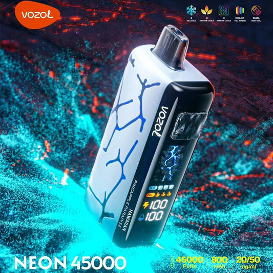 Vozol 45000 Puffs 45K Neon Wholesale Vape Shop 4 niveaux de glace Couleur ajustable Plein écran