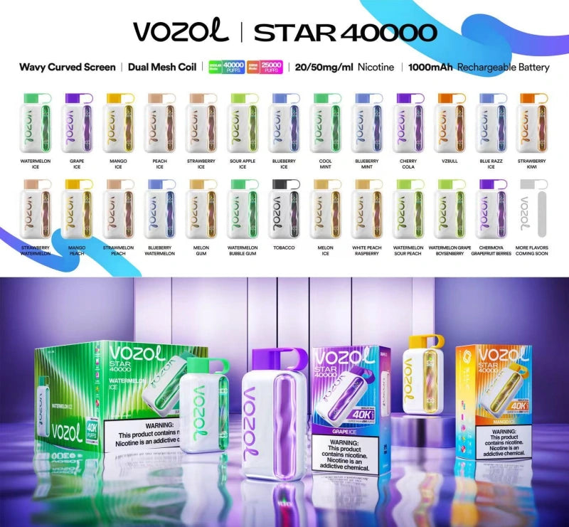 Vozol Star 40000 Puffs 40K Disposable Vape Wavy Curved Screen Dual Mode 5% Nicotine