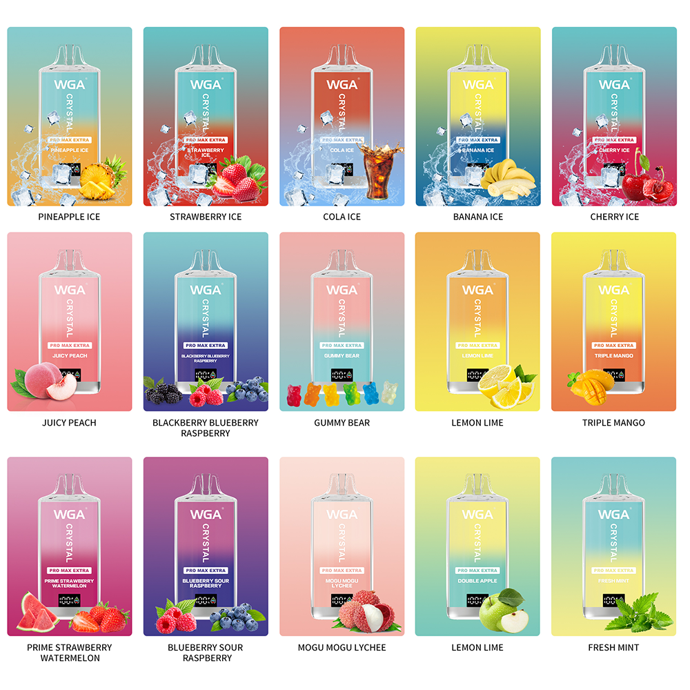 WGA Crystal Pro Max Extra 15K (15000) Puffs | Dive into a Flavorful Vaping Adventure-650mAh Battery, 20ml E-liquid, Multiple Nicotine 31 Flavors