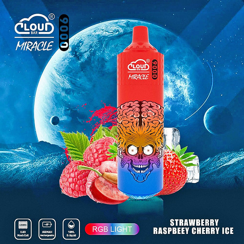 Cloud Bar Miracle 9000 Puffs 2% 3% 5% Nicotine Rechargeable Disposable vape