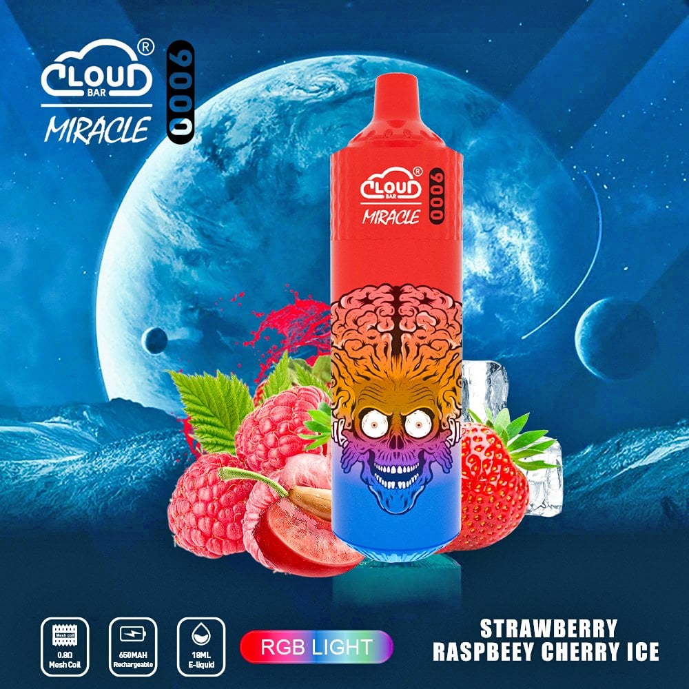 Cloud Bar Miracle 9000 Puffs 2% 3% 5% Nicotine Rechargeable Disposable vape