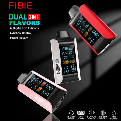 STRAWBERRY ICE & GUAVA PASSION FRUIT - FIBIE 15000 Dual Flavors Disposable Vapor Wands