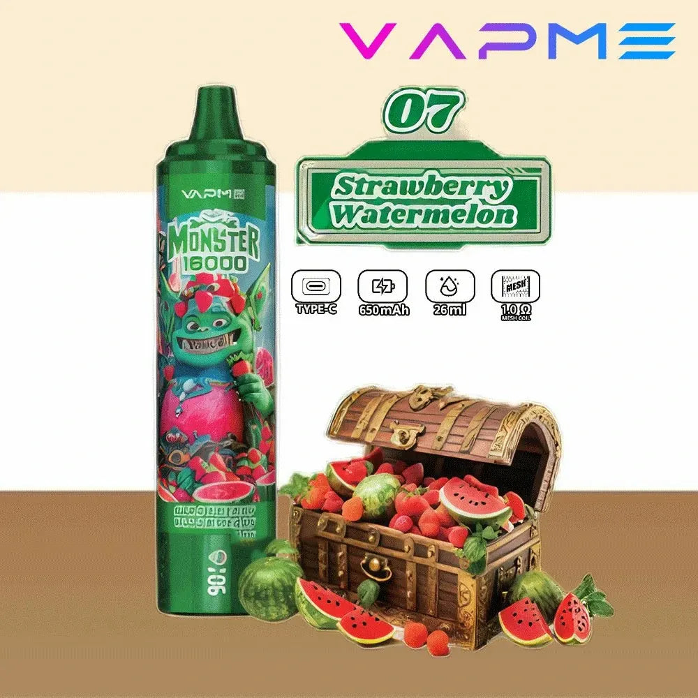 VAPME Monster 16000 Puffs 2% 5% Nicotine Bulk Buy Rechargeable Disposable Vapes Wholesale