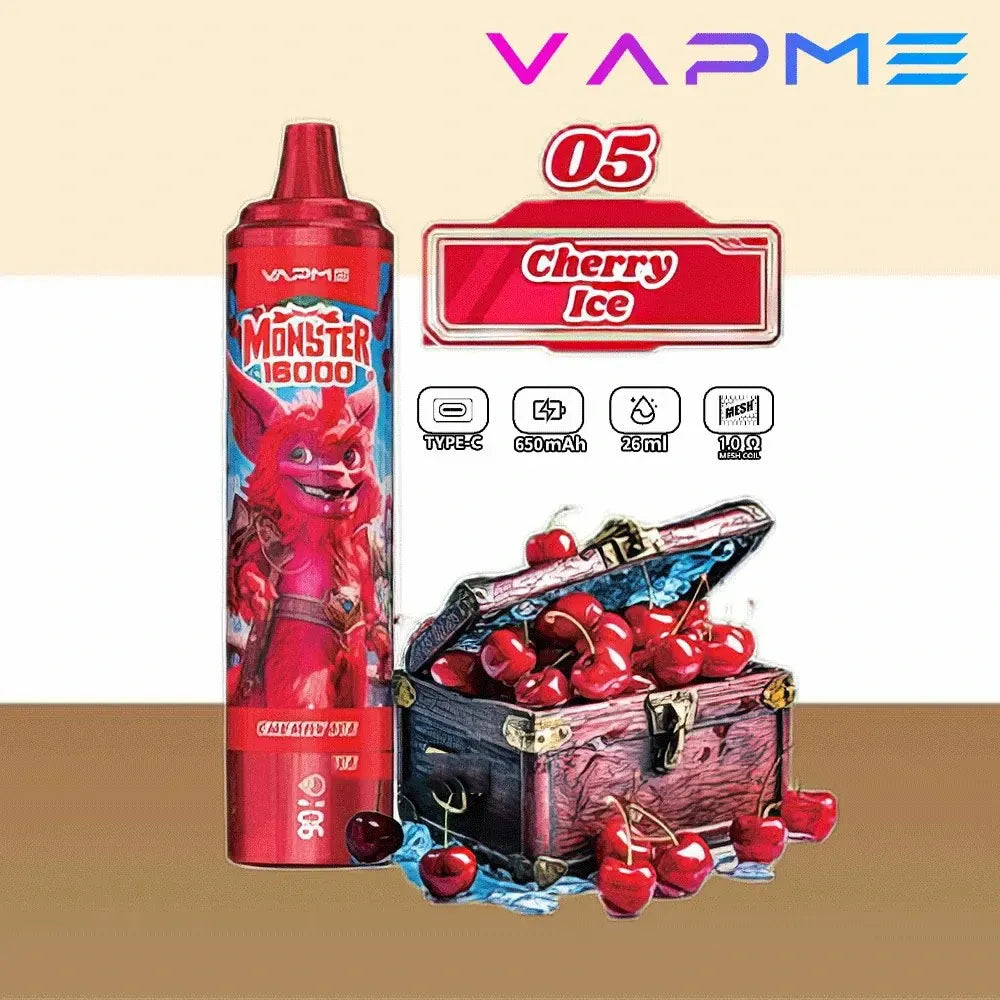 VAPME Monster 16000 Puffs 2% 5% Nicotine Bulk Buy Rechargeable Disposable Vapes Wholesale