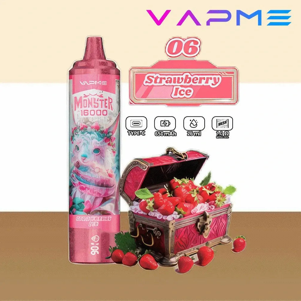 VAPME Monster 16000 Puffs 2% 5% Nicotine Bulk Buy Rechargeable Disposable Vapes Wholesale
