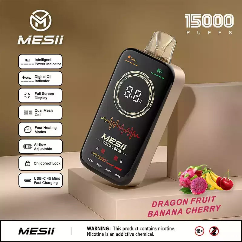 MESII VISUAL BOXX 16000 Puffs Full Screen Display Authentic Disposable Vape Low Nicotine Bulk Buy Wholesale
