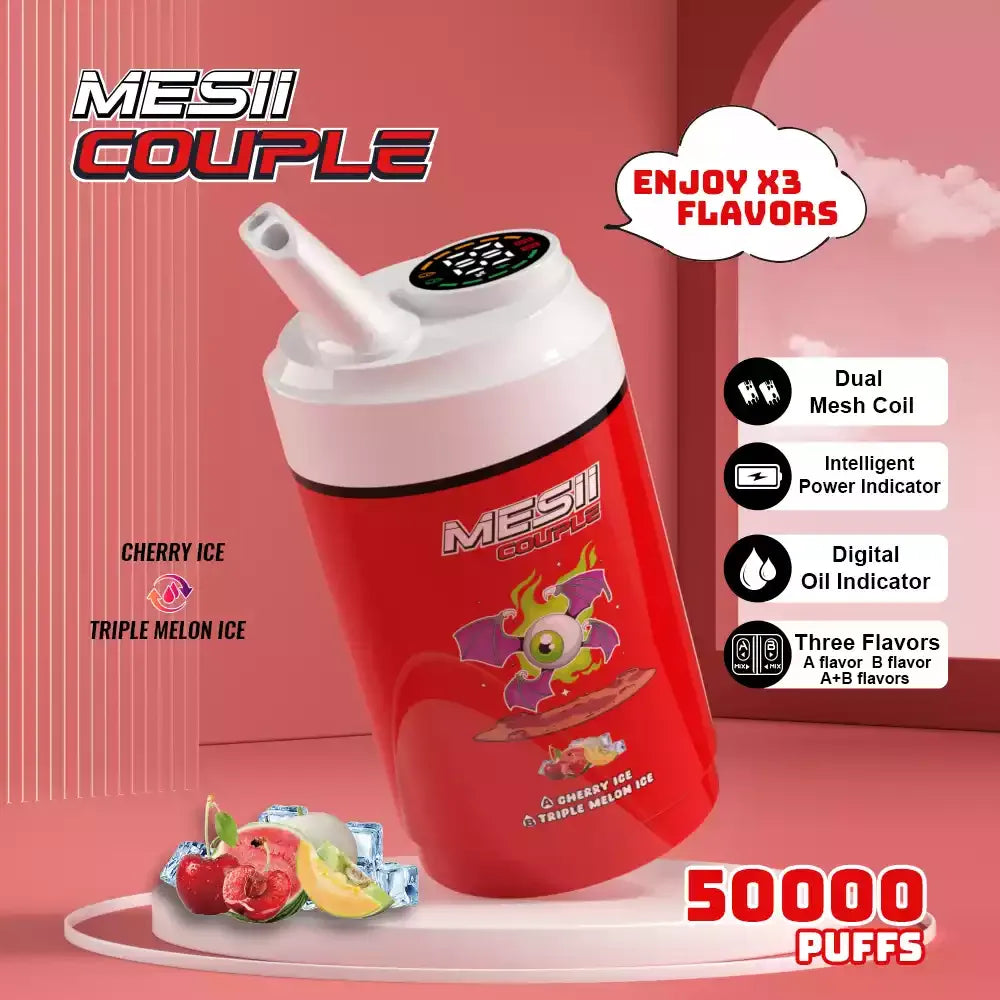 Mesii Couple 50000 Puffs Three Flavors Authentic Disposable Vape Low Nicotine Bulk Buy Wholesale