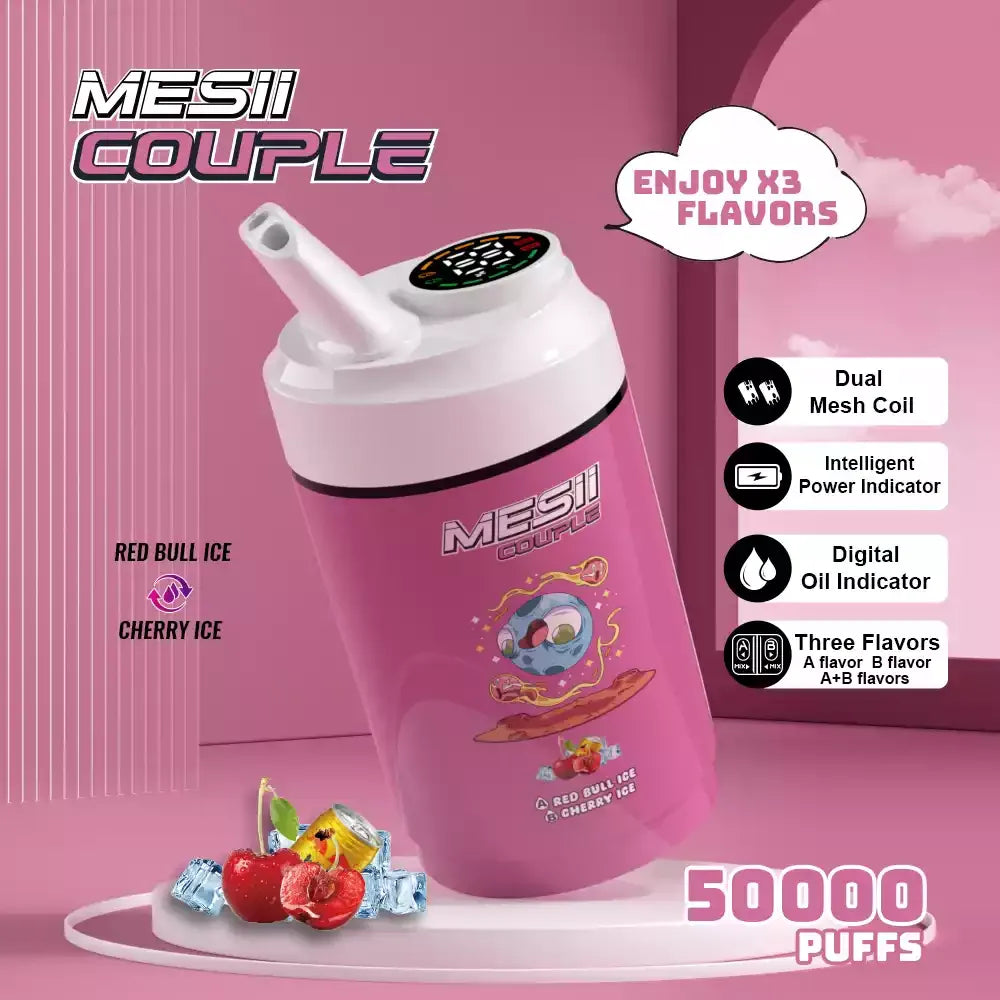 Mesii Couple 50000 Puffs Three Flavors Authentic Disposable Vape Low Nicotine Bulk Buy Wholesale