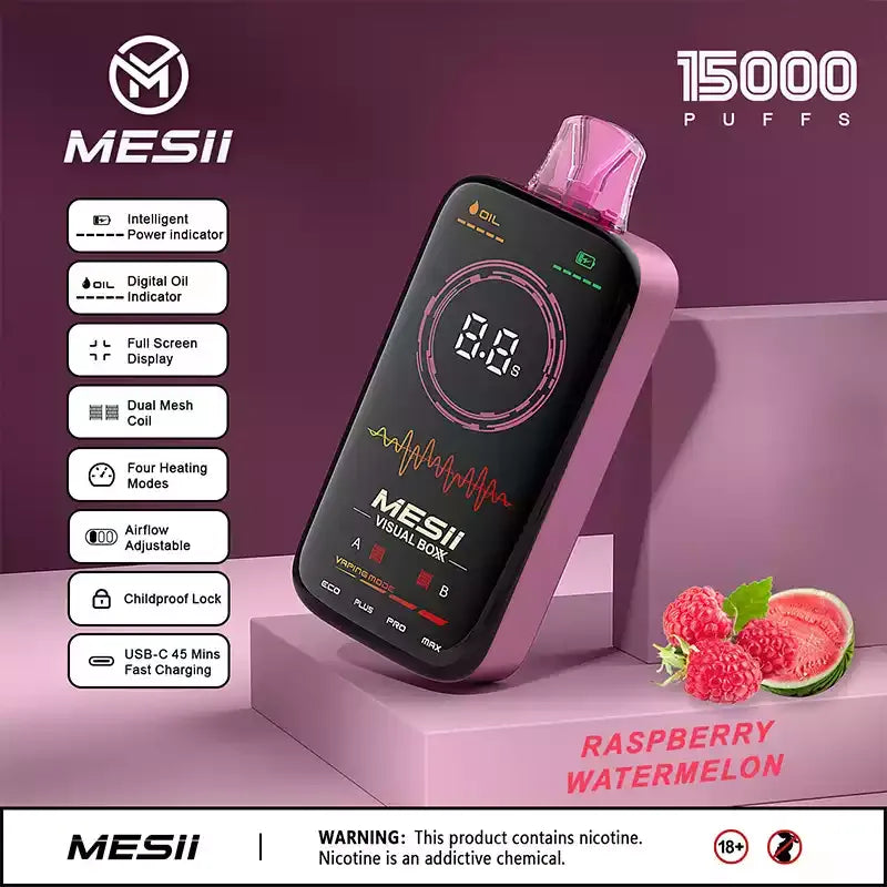 MESII VISUAL BOXX 16000 Puffs Full Screen Display Authentic Disposable Vape Low Nicotine Bulk Buy Wholesale