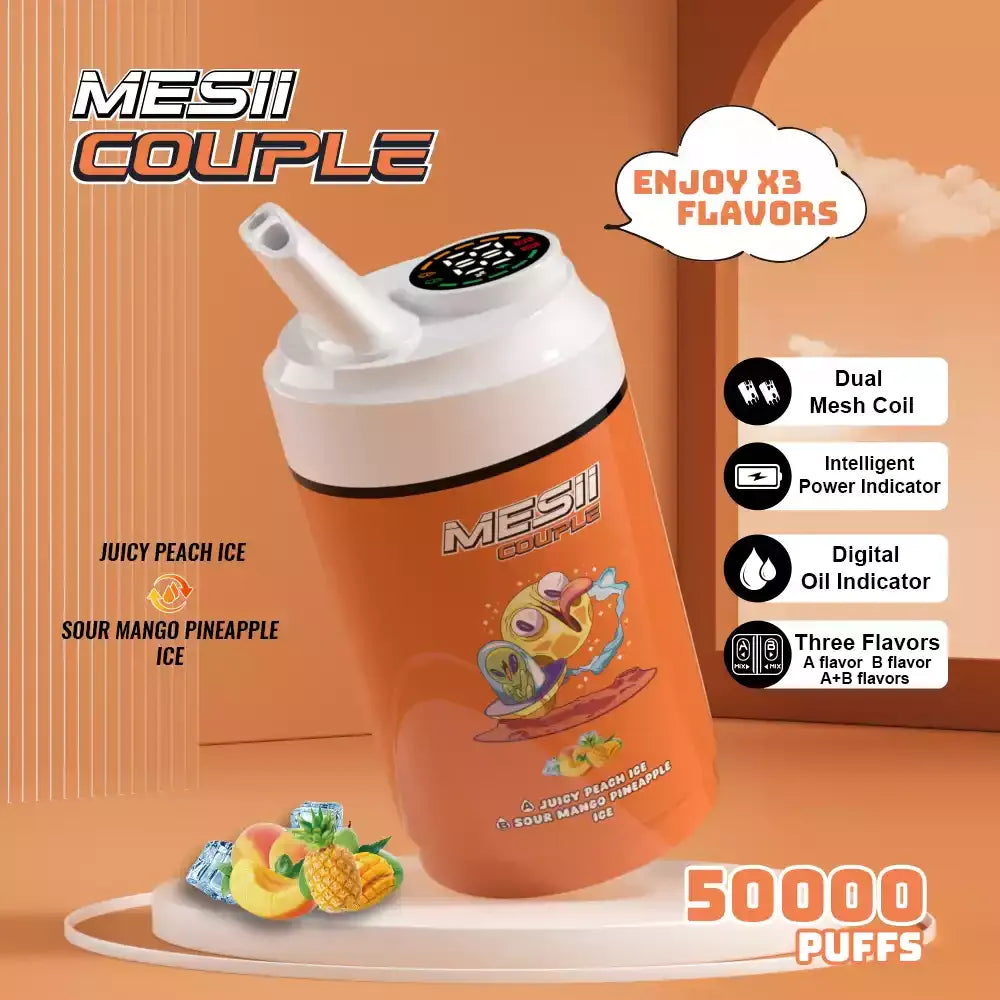 Mesii Couple 50000 Puffs Three Flavors Authentic Disposable Vape Low Nicotine Bulk Buy Wholesale
