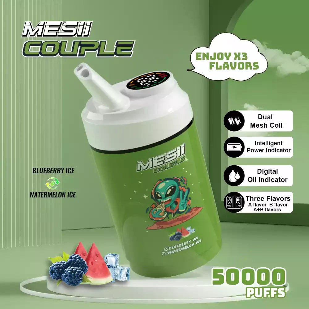 Mesii Couple 50000 Puffs Three Flavors Authentic Disposable Vape Low Nicotine Bulk Buy Wholesale