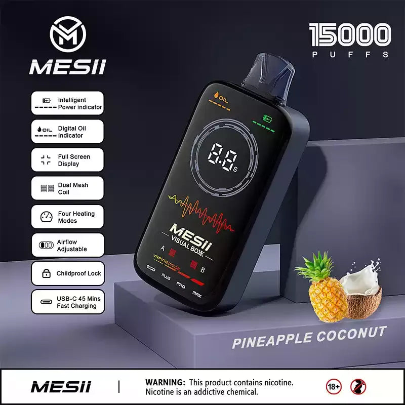 MESII VISUAL BOXX 16000 Puffs Full Screen Display Authentic Disposable Vape Low Nicotine Bulk Buy Wholesale
