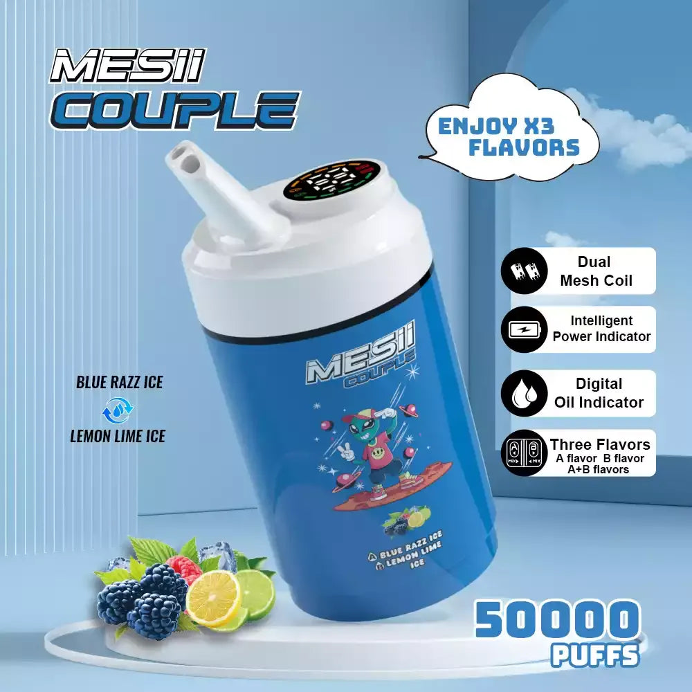 Mesii Couple 50000 Puffs Three Flavors Authentic Disposable Vape Low Nicotine Bulk Buy Wholesale