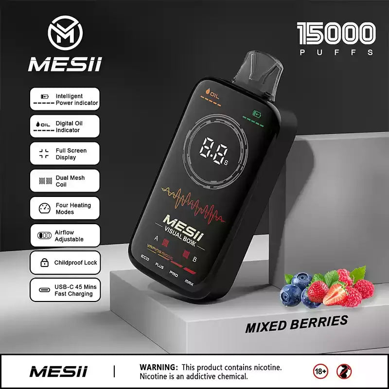 MESII VISUAL BOXX 16000 Puffs Full Screen Display Authentic Disposable Vape Low Nicotine Bulk Buy Wholesale