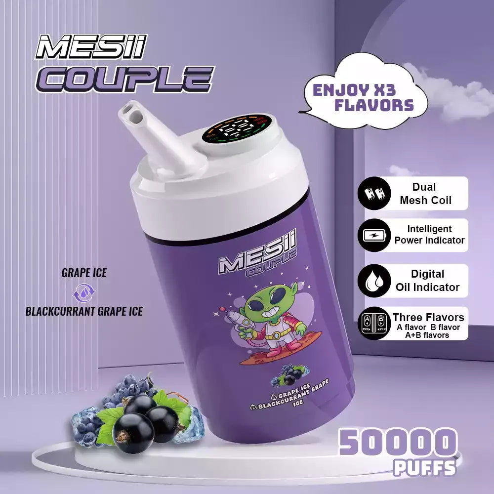 Mesii Couple 50000 Puffs Three Flavors Authentic Disposable Vape Low Nicotine Bulk Buy Wholesale