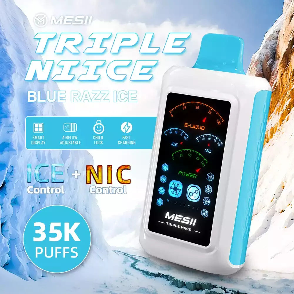 MESII TRIPLE NIICE 35000 Puffs Ice Nic Control Authentic Disposable Vape Low Nicotine Bulk Buy Wholesale
