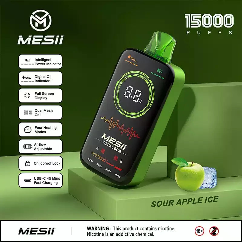 MESII VISUAL BOXX 16000 Puffs Full Screen Display Authentic Disposable Vape Low Nicotine Bulk Buy Wholesale