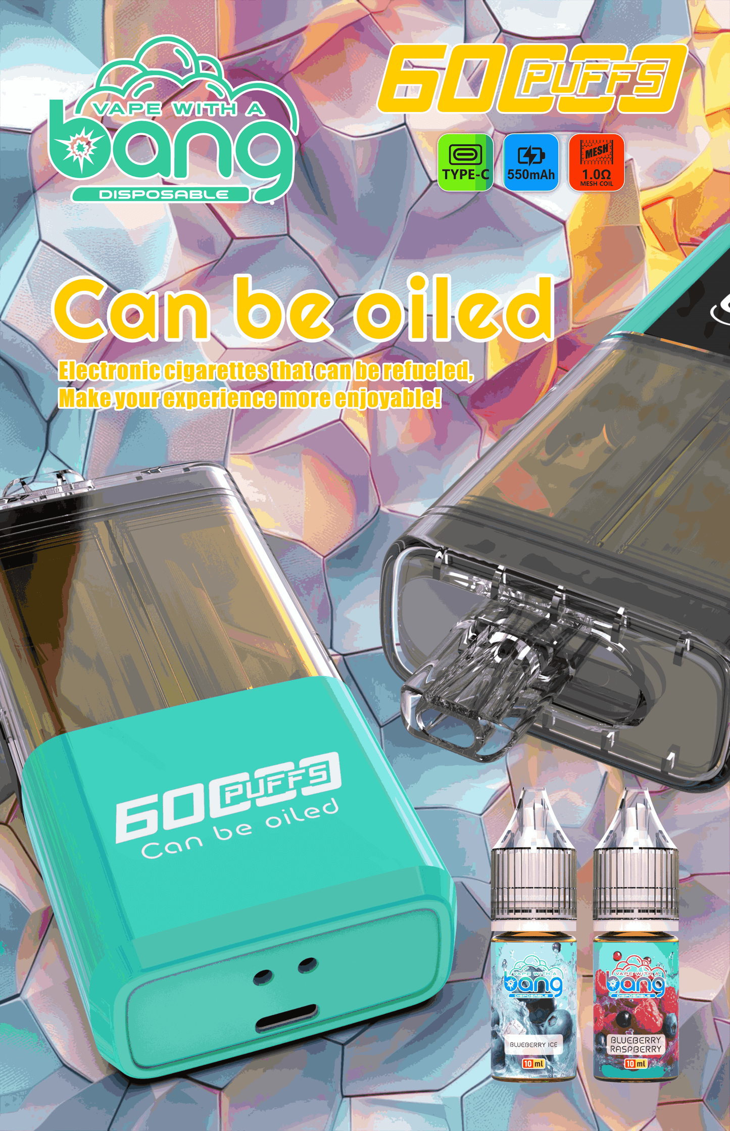 Bang 60K Refillable 2-in-1 Disposable Vape – 60,000 Puffs | Dual Flavor | Refill Kit Compatible