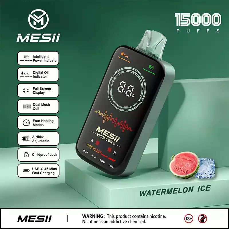 MESII VISUAL BOXX 16000 Puffs Full Screen Display Authentic Disposable Vape Low Nicotine Bulk Buy Wholesale