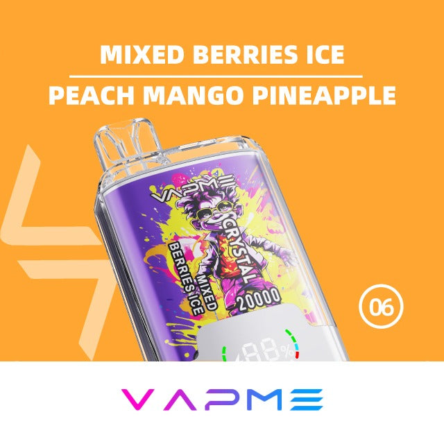 VAPME Crystal 20000 Puffs Double Flavour Digital Screen 20k 2% Low Nicotine Bulk Buy Wholesale Rechargeable Disposable Vapes Pen