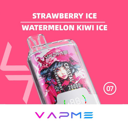 VAPME Crystal 20000 Puffs Double Flavour Digital Screen 20k 2% Low Nicotine Bulk Buy Wholesale Rechargeable Disposable Vapes Pen